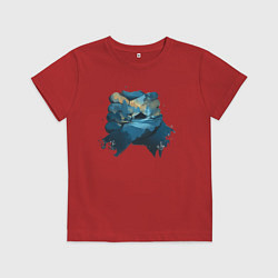 Футболка хлопковая детская Рукопожатие Кратоса и Атрея gow ragnarok, цвет: красный