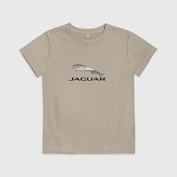 Футболка хлопковая детская Ягуар спорт кар, цвет: миндальный