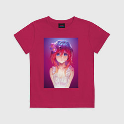 Футболка хлопковая детская Anime Girl refflex, цвет: маджента