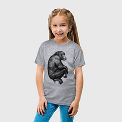 Футболка хлопковая детская Шимпанзе на дереве, цвет: меланж — фото 2