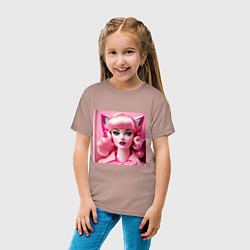 Футболка хлопковая детская Barbie cat, цвет: пыльно-розовый — фото 2