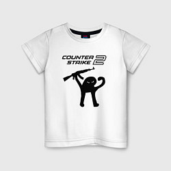 Футболка хлопковая детская Counter strike 2 мем, цвет: белый