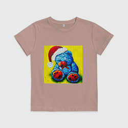 Детская футболка Плюшевый синий Санта мишка