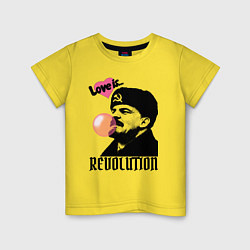 Футболка хлопковая детская Ленин любовь и революция, цвет: желтый