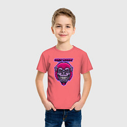 Футболка хлопковая детская Purple crazy monkey, цвет: коралловый — фото 2