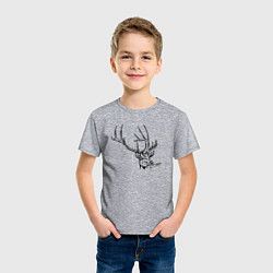 Футболка хлопковая детская Голова оленя краской, цвет: меланж — фото 2