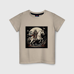 Футболка хлопковая детская Рыцарь на коне под луной, цвет: миндальный
