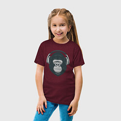 Футболка хлопковая детская Monkey music, цвет: меланж-бордовый — фото 2