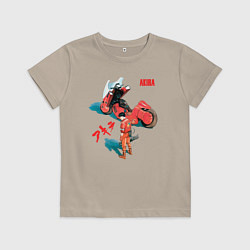 Футболка хлопковая детская Akira киберпанк аниме и манга, цвет: миндальный
