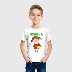 Футболка хлопковая детская Полина - девочка в очках, цвет: белый — фото 2