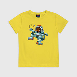 Футболка хлопковая детская Обезьянка космонавт, цвет: желтый