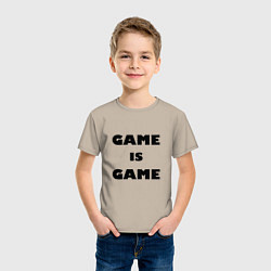 Футболка хлопковая детская Game is game, цвет: миндальный — фото 2