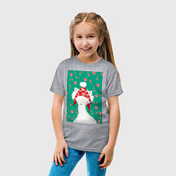 Футболка хлопковая детская Лама - альпака в ушанке, цвет: меланж — фото 2