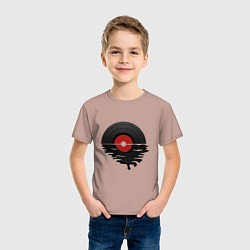 Футболка хлопковая детская Виниловая пластинка закат, цвет: пыльно-розовый — фото 2