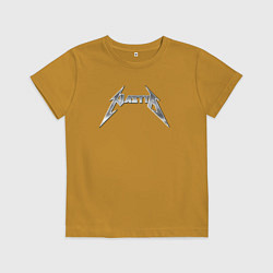 Футболка хлопковая детская Настя в стиле группы Металлика, цвет: горчичный