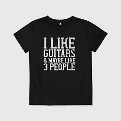 Футболка хлопковая детская Люблю гитары и трёх людей, цвет: черный