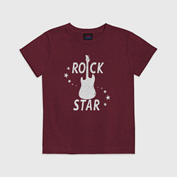 Футболка хлопковая детская Звезда рок музыки, цвет: меланж-бордовый