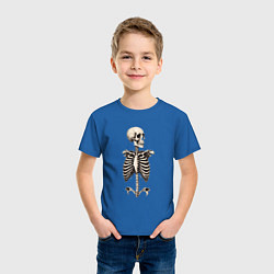 Футболка хлопковая детская Улыбающийся скелет, цвет: синий — фото 2
