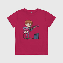 Футболка хлопковая детская Мальчик с гитарой, цвет: маджента
