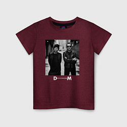 Футболка хлопковая детская Depeche Mode - Dave Gahan and Martin Gore bw, цвет: меланж-бордовый