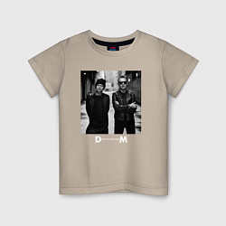 Футболка хлопковая детская Depeche Mode - Dave Gahan and Martin Gore bw, цвет: миндальный