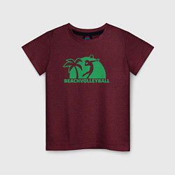 Футболка хлопковая детская Green beach volleyball, цвет: меланж-бордовый