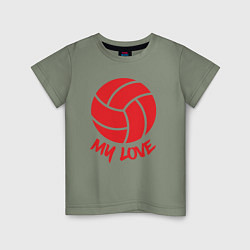 Футболка хлопковая детская Volleyball my love, цвет: авокадо