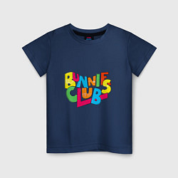 Футболка хлопковая детская NewJeans Bunnies Club colorful, цвет: тёмно-синий