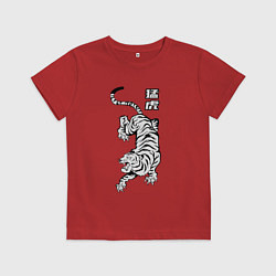 Футболка хлопковая детская Свирепый тигр, цвет: красный