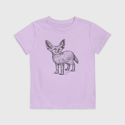 Футболка хлопковая детская Фенек симпатичный, цвет: лаванда