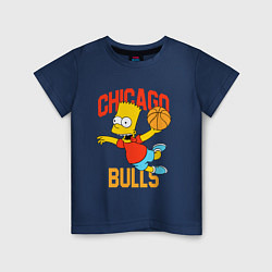 Футболка хлопковая детская Чикаго Буллз Барт Симпсон, цвет: тёмно-синий