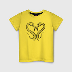 Футболка хлопковая детская Фламинго сердечко, цвет: желтый