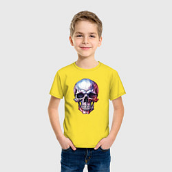 Футболка хлопковая детская Акварельный череп, цвет: желтый — фото 2