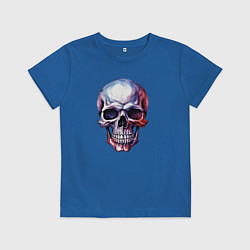 Футболка хлопковая детская Акварельный череп, цвет: синий