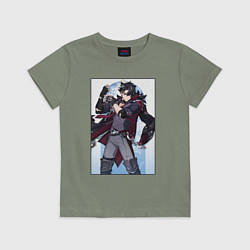 Футболка хлопковая детская Ризли Геншин импакт, цвет: авокадо