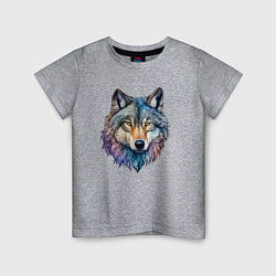 Футболка хлопковая детская Перламутровый волк, цвет: меланж