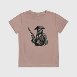 Футболка хлопковая детская Призрачный пират, цвет: пыльно-розовый