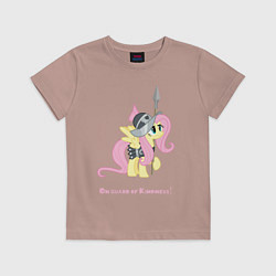 Футболка хлопковая детская Флаттершай на страже добра, цвет: пыльно-розовый