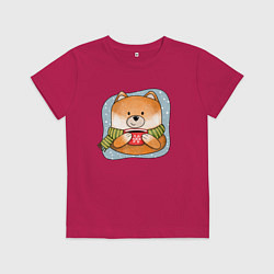 Футболка хлопковая детская Лис и кофе, цвет: маджента