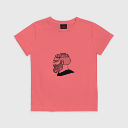 Футболка хлопковая детская Мужик мем да, цвет: коралловый