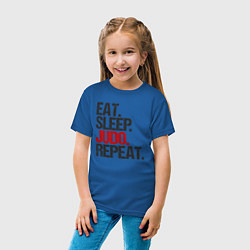 Футболка хлопковая детская Eat sleep judo repeat, цвет: синий — фото 2