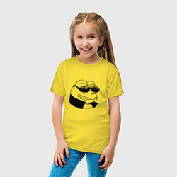 Футболка хлопковая детская Лягушонок пепе в очках мем, цвет: желтый — фото 2