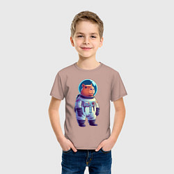 Футболка хлопковая детская Капибара бравый космонавт, цвет: пыльно-розовый — фото 2