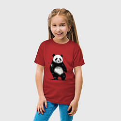 Футболка хлопковая детская Панда стоит, цвет: красный — фото 2