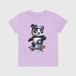 Футболка хлопковая детская Cool panda on a skateboard - extreme, цвет: лаванда