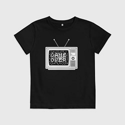 Футболка хлопковая детская TV game over, цвет: черный