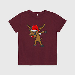 Футболка хлопковая детская Deer dabbing, цвет: меланж-бордовый