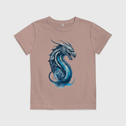 Футболка хлопковая детская Живописный дракон, цвет: пыльно-розовый