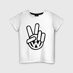 Футболка хлопковая детская Volkswagen peace, цвет: белый