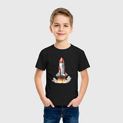 Футболка хлопковая детская Запуск космического корабля, цвет: черный — фото 2